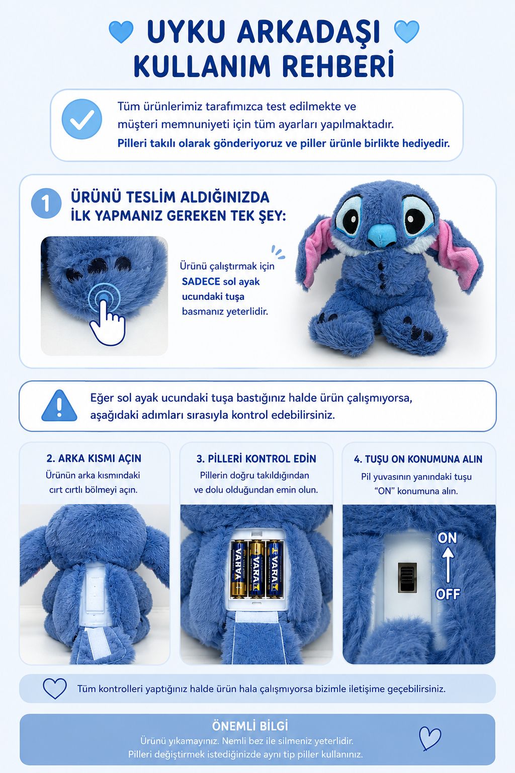 Nefes Alan Peluş Uyku Arkadaşı Stitch